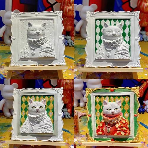 批发立体3d动物石膏浮雕画框装饰diy材料包彩绘欧式动物装饰画